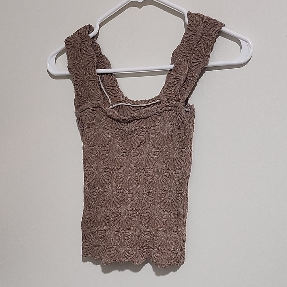 Free People Textured Brown Tank Top